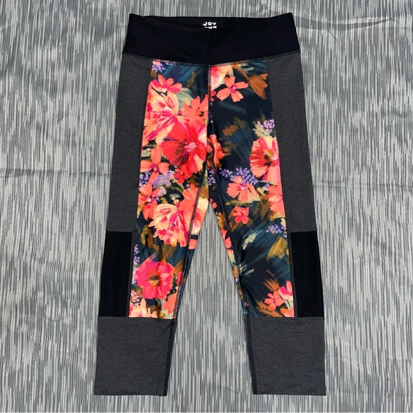 Joy Lab NWOT! Capri Active Black/Multi Floral Print Legging Size M - Picture 3 of 13